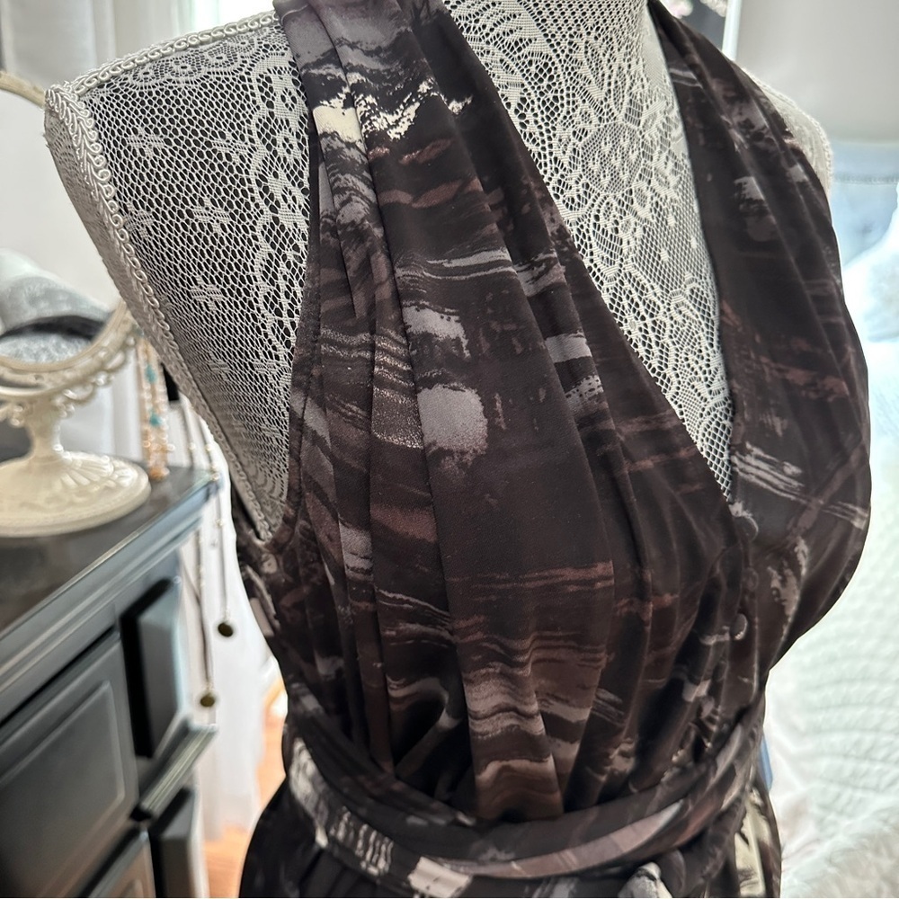 BCBGMAXAZRIA Retro Early 00’s Black Marble Print Sleeveless Tunic Size Small - Picture 9 of 14